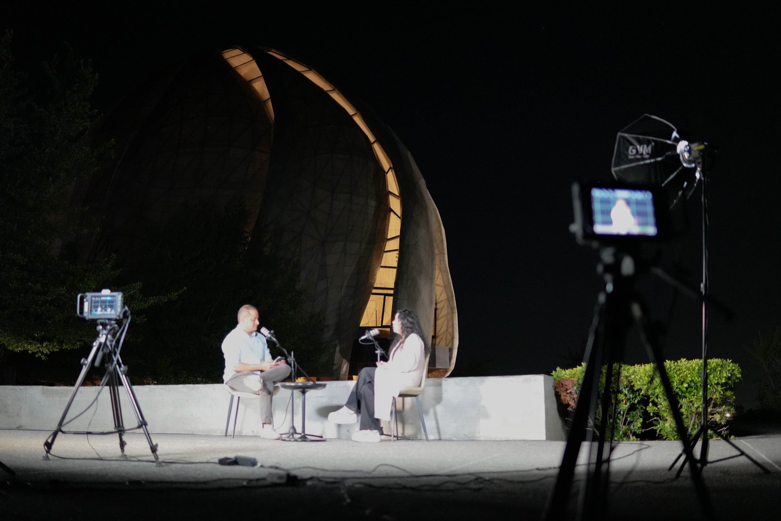 Producción audiovisual nocturna, Templo Bahá'í Santiago